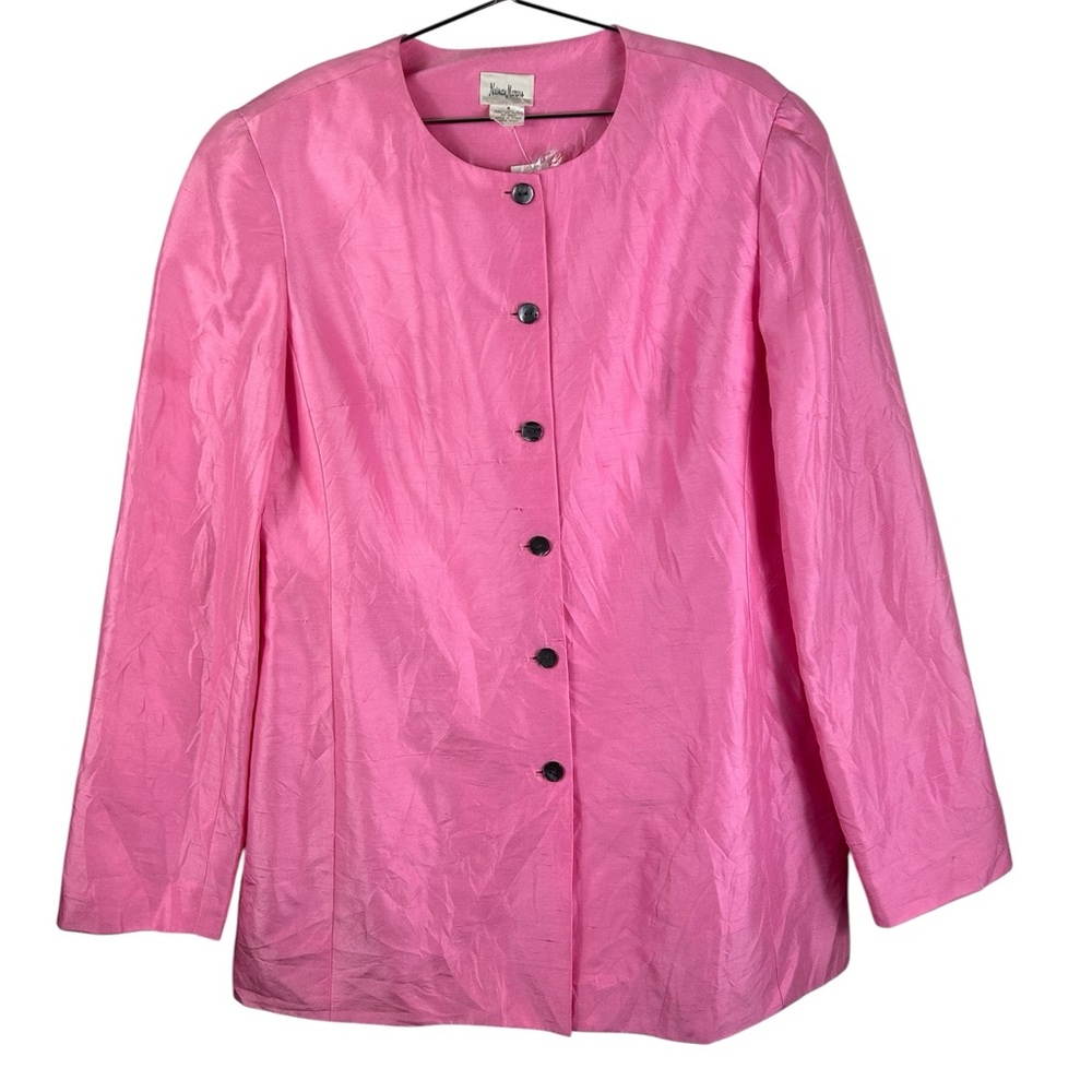 Neiman Marcus Vintage Bright Pink Round-Neck Button Jacket